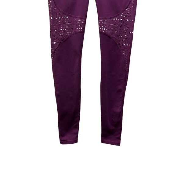 Alo Yoga Womens west coast Leggings Laser-Cut Design In Deep Plum Purple Size M - Picture 6 of 9